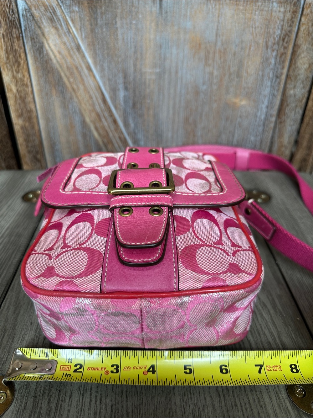 Coach Vintage Y2K Pink Fuchsia Signature C Logo Crossbody Purse Style 2187 - Picture 12 of 14